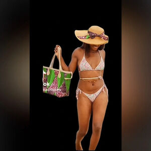 💚Vintage  Ankara prints boho style tote bag and hat set